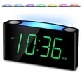 thumbnail image 1 of Reloj despertador digital PPLEE pantalla LED grande con atenuador luz nocturna 7 colores cargadores USB, 1 of 2