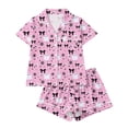 thumbnail image 4 of Halloween Pajamas Women,Fall Cute Pumpkin Ghost Print Pjs Short Sleeve Button Shirts and Shorts Pajamas Sets Pink L, 4 of 9