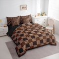 thumbnail image 3 of Homewish Fashion Abstract Adult Bedding Comforter Set 7pcs, Square Patchwork King Bedding Sets, Vintage Brown Buffalo Reversible Bed Sheets, Lightweight Room Decor, 3 of 7