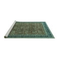 thumbnail image 2 of Ahgly Company Machine Washable Indoor Round Oriental Turquoise Blue Industrial Area Rugs, 4' Round, 2 of 4