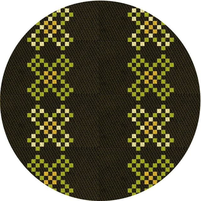 Ahgly Company Tapis d'Intérieur Ronds Transitionnels Lavables à la Machine, Chêne Brun, 3 Pieds Rond