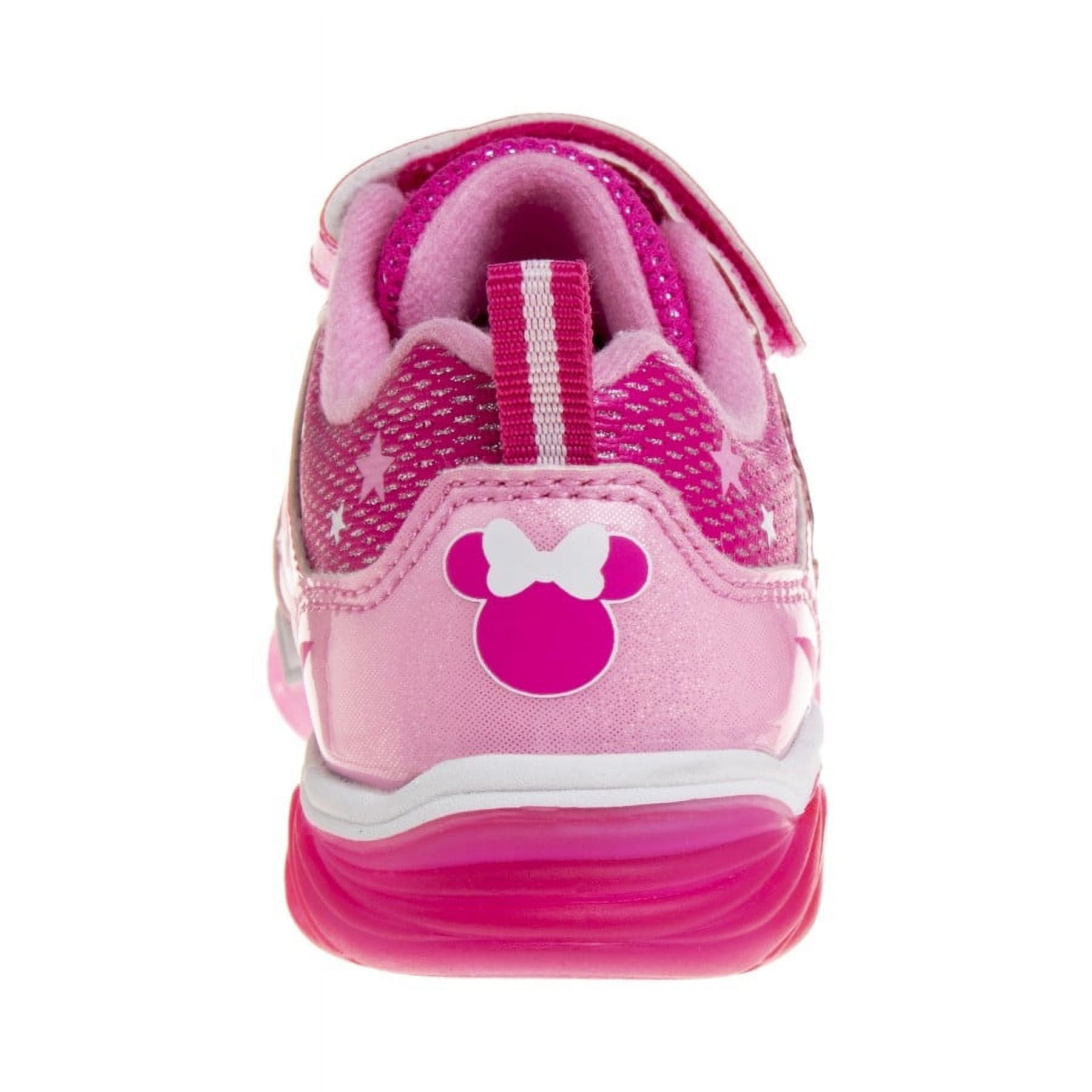 Disney Minnie Mouse Toddler Girls' Hook & Loop Sneakers with 4 White Lights - Pink, Size: 7