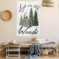 thumbnail image 2 of Log Cabin Tapestry, Image of a Rustic Lodge in a Forest with Life in the Woods Message, Wall Hanging for Bedroom Living Room Dorm Decor, 40W X 60L Inches, White Emerald Grey Teal, by Ambesonne, 2 of 5