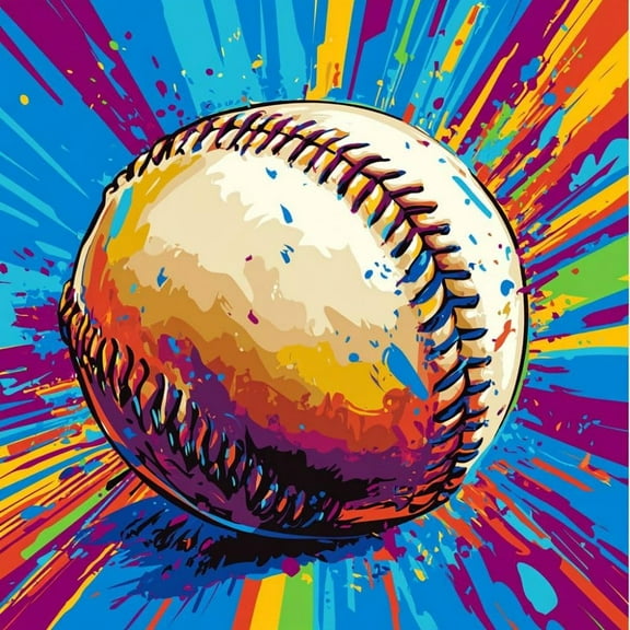Colorful Baseball DIY 5D Diamond Art Painting by Number Kits for Adults Paint with Full Drill Round Diamond Gems Painting Art Craft for Home Wall Decoration 13.8x13.8in