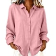 thumbnail image 2 of Lume Wear Women's Long-Sleeve Button Shirt Collar Dressy Casual Shirts Cute Loose Fit Work Blouse Cotton Linen Tunics Tops S&RD2, 2 of 4