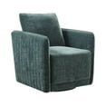 Green Swivel Accent Chair, Modern Channel Quilted Design with Removable
