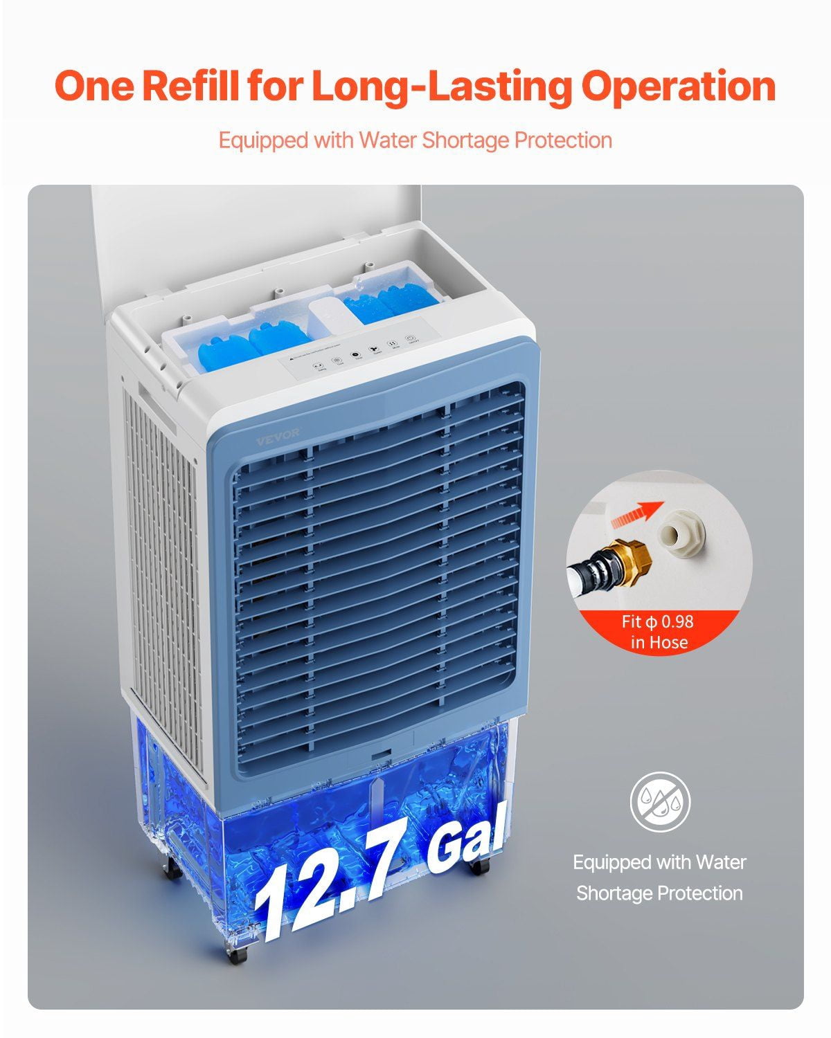 CAFORKP 4129 CFM Evaporative Air Cooler | 12.7 Gallon (48L) Extra Large Tank Portable Swamp Cooler with Remote Control, 3 Speed, Long-Lasting Cooling