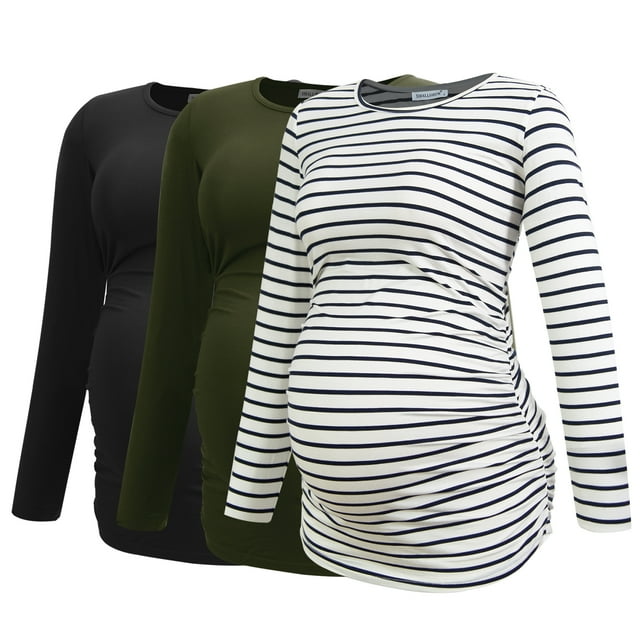 Smallshow Long Sleeve Pregnancy Shirts Tops Maternity Clothes for Women
