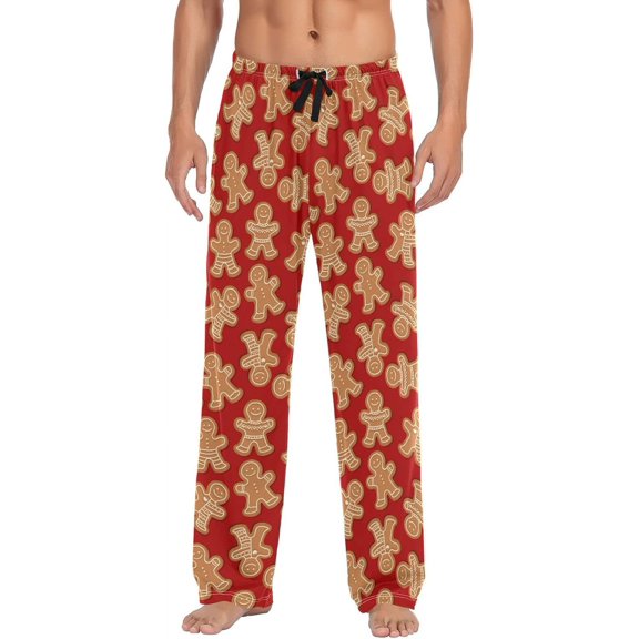 Top-kevin Cookies Gingerbread Men's Pajama Pants Sleepwear Lounge Pajama Bottoms with Pockets, S M L XL XXL