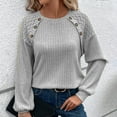 thumbnail image 2 of Towmus Womens Fall Long Sleeve Tunic Tops Lace Patchwork Blouses Pullover Sweaters Casual Crew Neck Dressy Shirts, 2 of 6