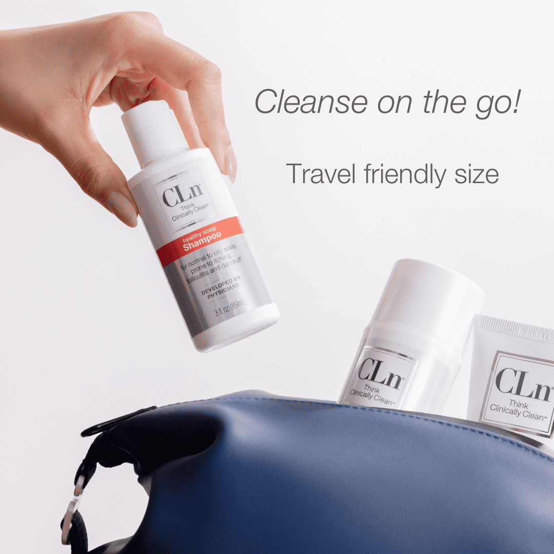 CLn Shampoo with Salicylic Acid, 3 fl oz, Clarifying Anti Dandruff Shampoo for Oily Hair, Itchy & Flaky Scalp