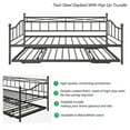 thumbnail image 5 of PAPROOS Metal Daybed with Adjustable Trundle, Twin Size Daybed with Twin Size Pop Up Trundle Bed, Heavy-Duty Sofa with Portable Folding Trundle Bed for Bedroom L, Black, 5 of 11