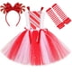 thumbnail image 2 of Vestido de tutú con bastón de caramelo para niña, disfraz de Papá Noel rojo y blanco brillante para fiesta de Navidad de Año Nuevo, 2 of 5