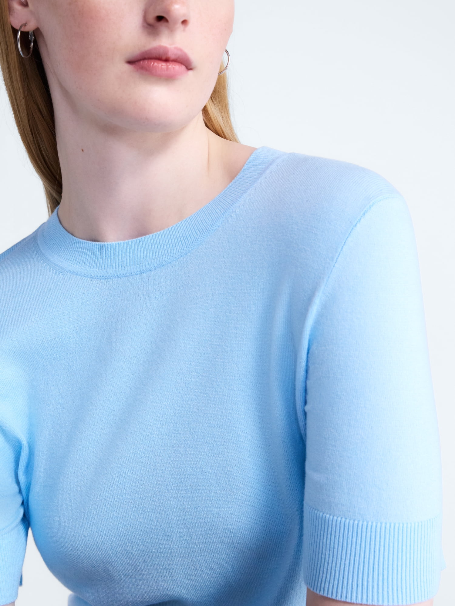 Free Assembly Women's and Women's Plus Cozy Yarn Sweater Tee with Short Sleeves, Sizes XS-4X