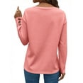 thumbnail image 3 of UVN Fall Blouses for Women V Neck Dressy Casual Shirts Loose Fit Long Sleeve Button Tops, 3 of 7