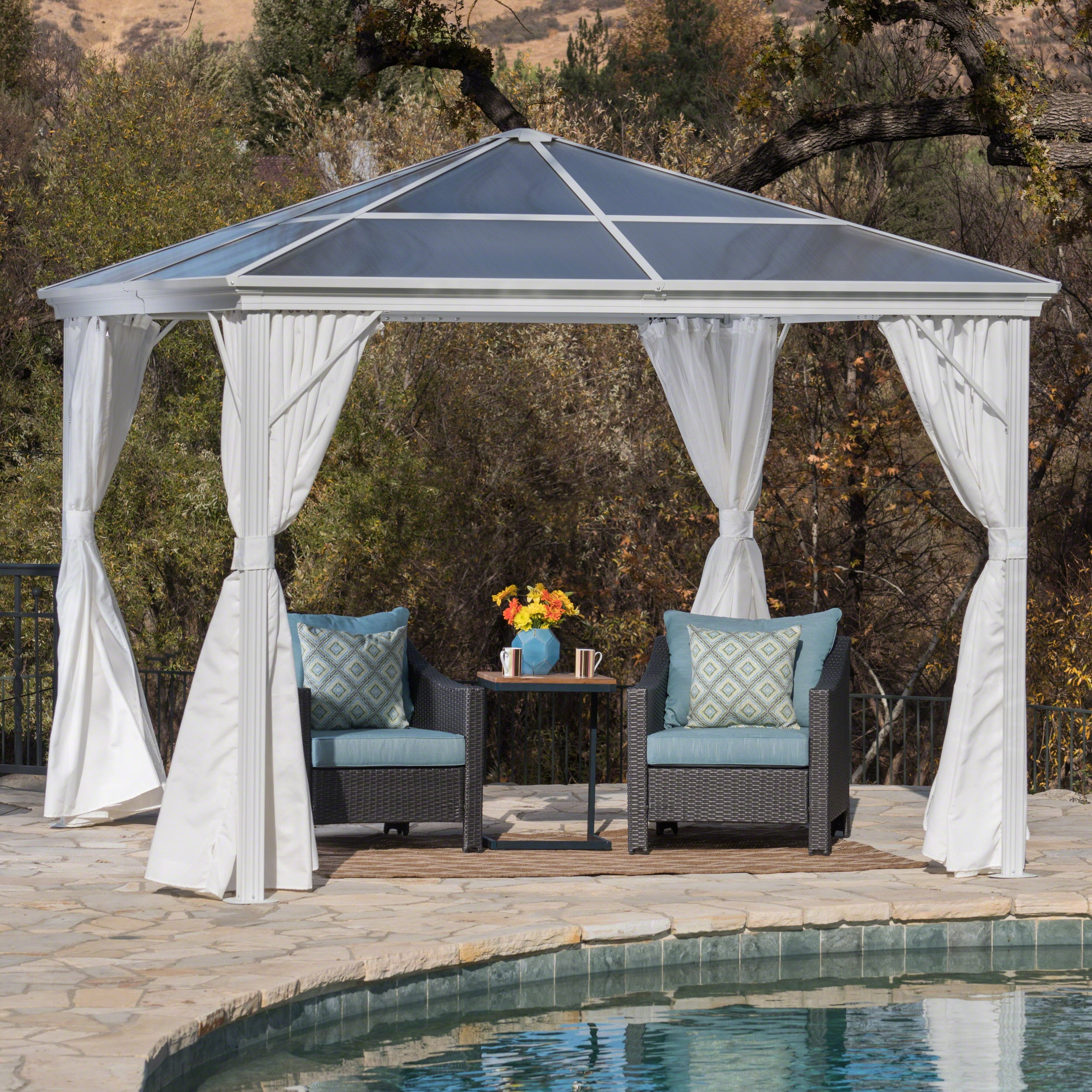 Gracie Outdoor 10 X 10 Foot Aluminum Framed Gazebo with ...