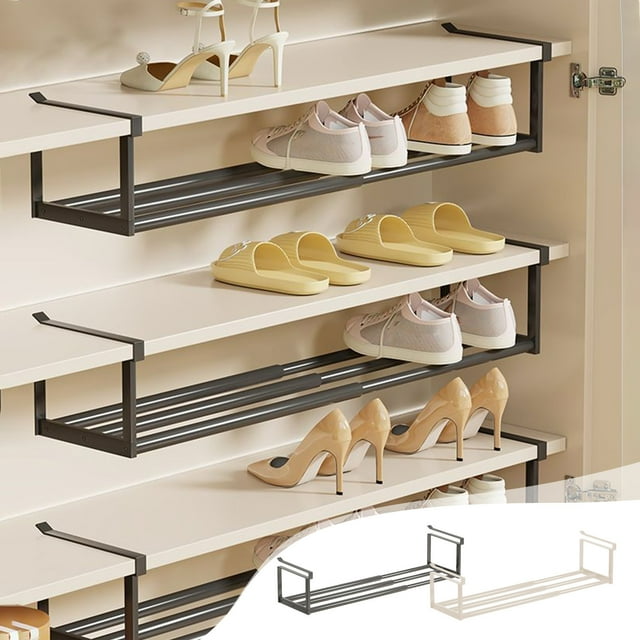 Estante retráctil para almacenamiento de pantuflas para baño | Organizador de zapatos montado en pared | Estante ajustable de acero inoxidable para zapatos | Colgante para gabinete sin perforaciones