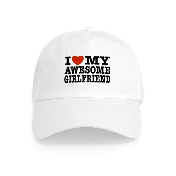 CafePress - I Love My Awesome Girlfriend Cap - Adjustable 100% Brushed Unisex Casual Cotton Baseball Cap, Beige, 1