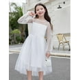 thumbnail image 3 of Oudiya Girls Dresses Contrast Mesh Long Sleeve Twirly High Low Birthday Party Formal Dress, 3 of 5