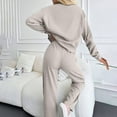 thumbnail image 7 of HAiming Women's 2 Piece Lounge Sets Solid Long Sleeve Crewneck Tops and Pants Oufits Casual Comfort Pajamas Homewear, 7 of 7