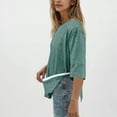 thumbnail image 4 of Guieoi Womens Tops Plus Size Trendy Women's Casual Print Round Neck 3/4 Sleeve T-shirt Blouse Green Black*Friday/Cyber*Monday, 4 of 8