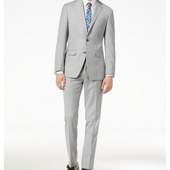 Calvin Klein Mens Shark Two Button Blazer Jacket, Grey, 42 Long