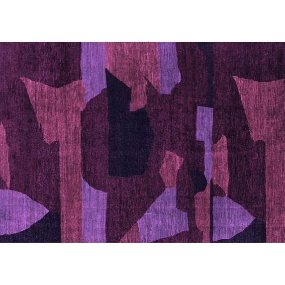 Ahgly Company Indoor Rectangle Abstract Purple Modern Area Rugs, 3' x 5'