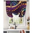 thumbnail image 3 of Yellow Purple Green Tie Up Curtains for Window, Modern Geometric Abstract Thermal Insulted Balloon Shade Adjustable Rod Pocket Curtains Valance Panels for Kitchen Bathroom Café 42 x 45, 3 of 7