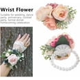 thumbnail image 3 of Nvzi 2Pcs Wedding Rose Wrist Flower, Wedding Bridal Bridesmaid Wrist Corsage Artificial Rose Hand Flower Decor for Wedding Prom(Pink), 3 of 4
