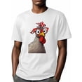 thumbnail image 6 of Cartoon Rooster Men's T Shirts T-Shirt for Men Crew Neck Tees Cotton Tops, White, L, 6 of 7