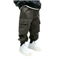 thumbnail image 2 of Boys Girls Elastic Waist Cargo Pants Teen Oversized Wide Legs Sweatpants with Pockets Unisex Youth Casaul Comfort Athletic Trousers Jeans Fashion Tracksuit Clothing Size 3-15 Years, 2 of 5