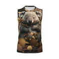 thumbnail image 4 of Yiaed Cute Fallen Leaf Koala Print Men's Singlet Vests Summer Running Muscle Tank Tops Gym Undershirt Round Neck Sleeveless for man, 4 of 5