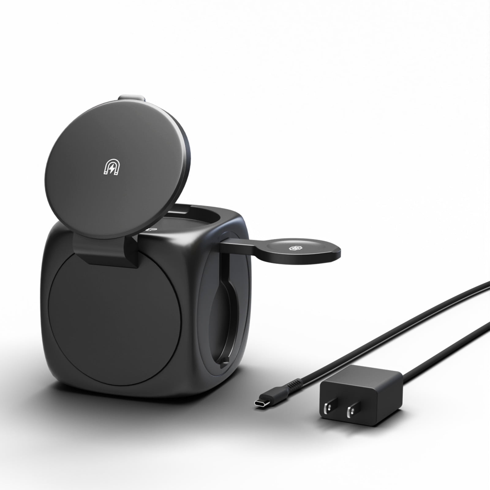 Charging station for iPhone Airpods iWatch,3 in 1 wireless charger, Portable and foldable Charging cube Compatible with Apple 12 and above series