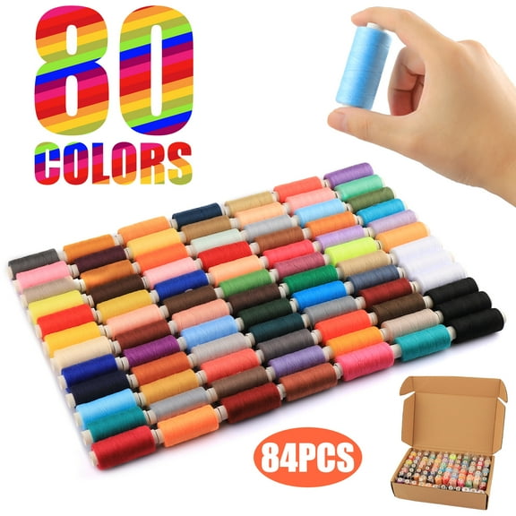 ASKITO 80 Colors Sewing Thread, 300 Yards Each 84 Spools All Purpose Sewing Thread, Polyester Thread for Quilting Embroidery Thread Kit for Hand and Machine Sewing