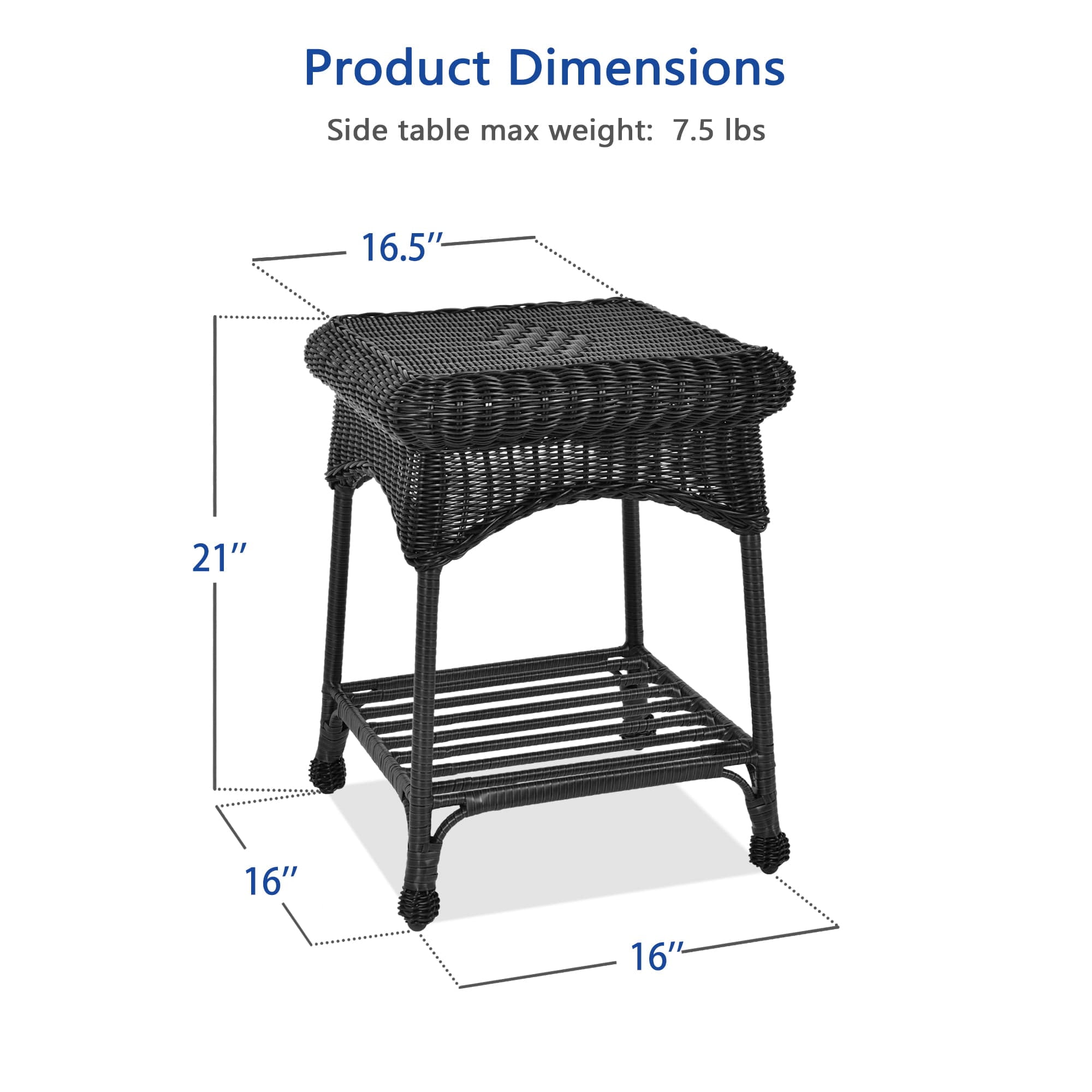 Jeco Wicker Patio End Table in Black