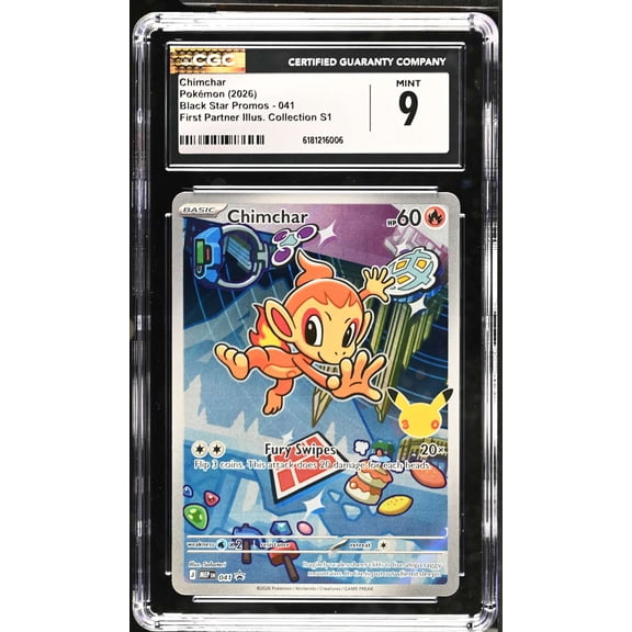 Collectible Graded 2026 Pokemon Black Star Promos Chimchar English First Partner Illus Collection S1 CGC 9 #041 Trading Card