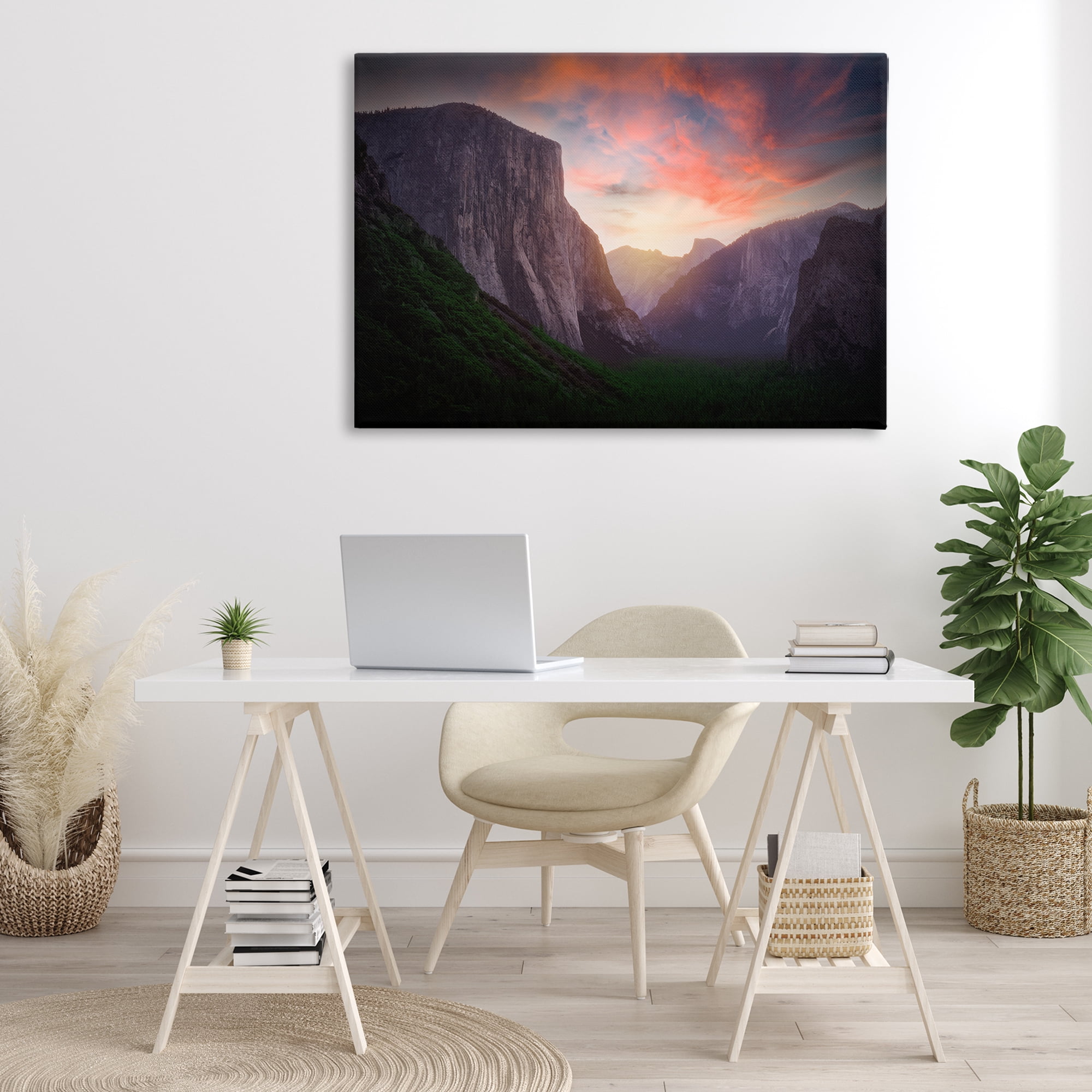 Stupell Industries Sunset Through Mountain Cliffs Landscape & Nature Photography Wrapped Canvas Art Print Wall Art, 45 x 30