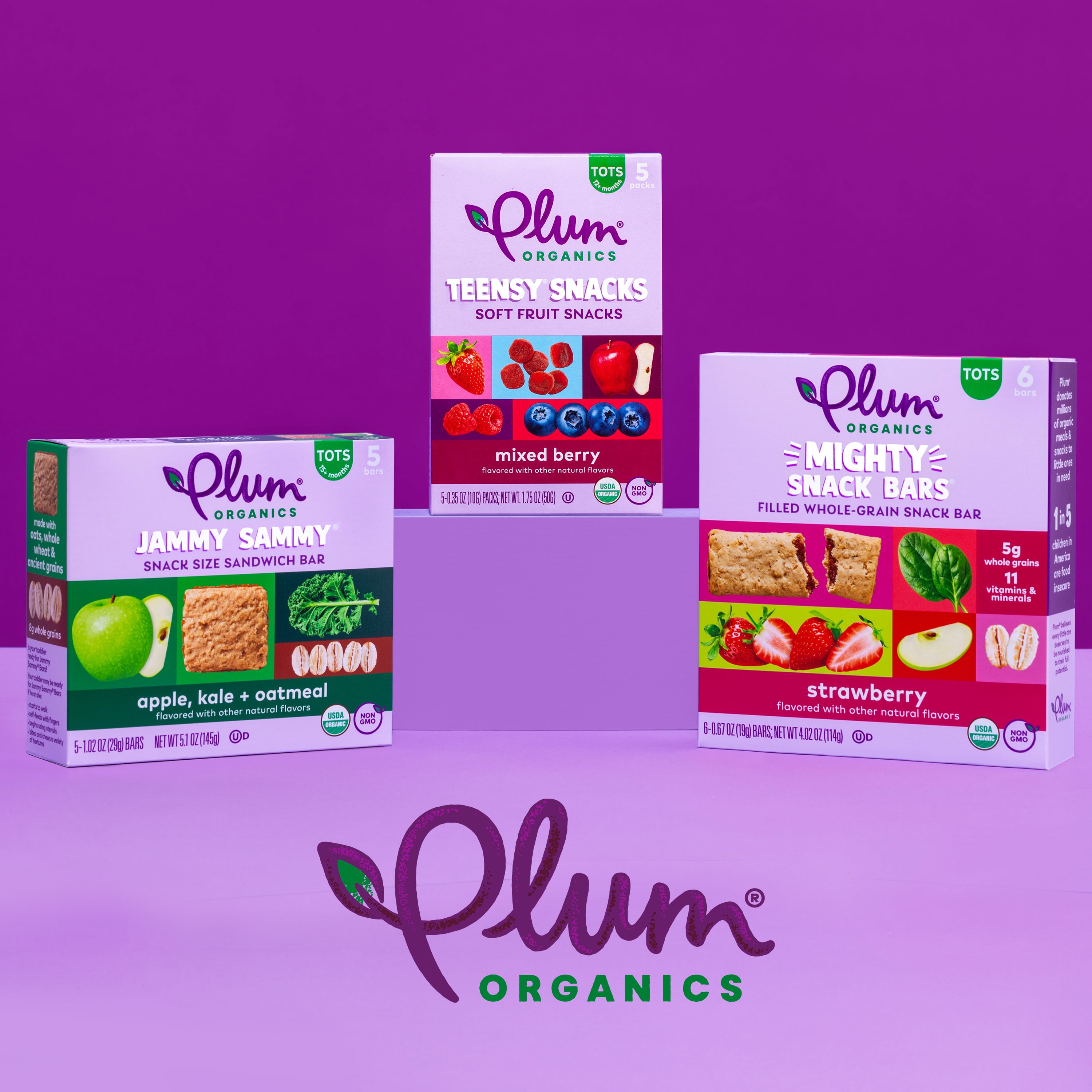 Plum Organics Mighty Snack Bars, Strawberry, 0.67 oz Bars, 6 Count, 8 Pack