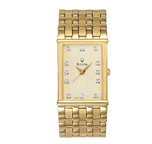 Bulova mens gold watch with diamonds Clearance