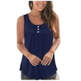 thumbnail image 2 of LYXSSBYX Womens Tank Tops Clearance Women's Loose and Slim Sleeveless Button Round Neck Vest in Summer, 2 of 7