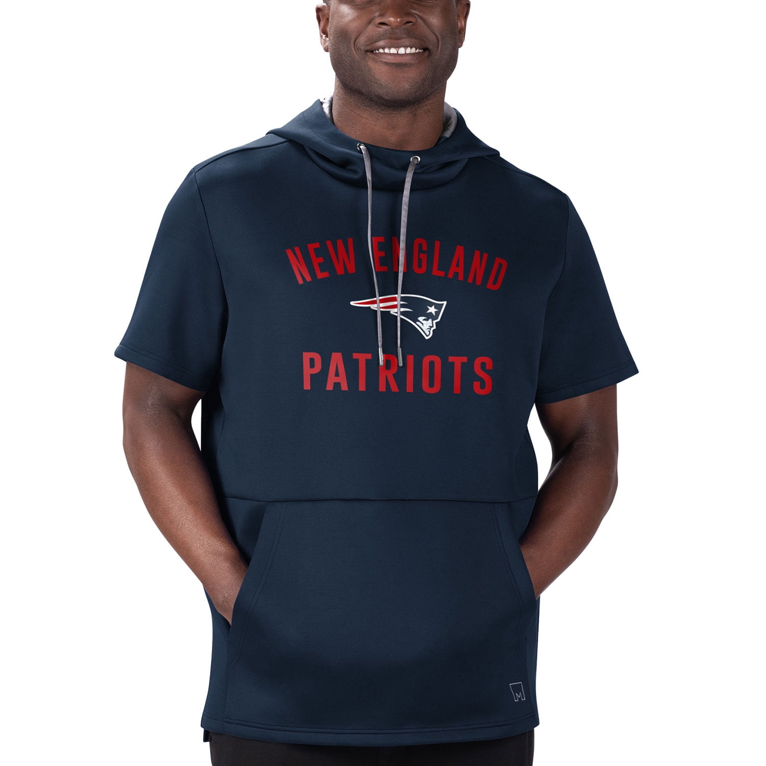 Short Sleeve Pullover Hoodie - Navy 