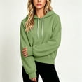 thumbnail image 5 of Adjustable Drawstring Hood Sweatshirt for Women Aesthetic Drop Shoulder Pullover Solid Casual Tops Daily Outfit Match., 5 of 7