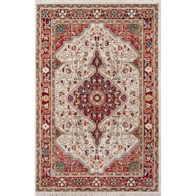 Momeni LENOXLE-02RED3353 Tapis de Zone Traditionnelle Lenox&44; Rouge - 3 Pi 3 Po x 5 Pi 3 Po Rectangle
