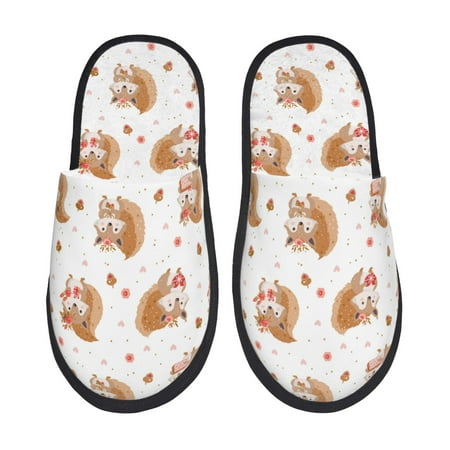 

Yiaed Squirrel Giving A Gift Print Unisex House Slippers Slip on Warm Shoes Indoor Outdoor with Anti-slip sole-Medium