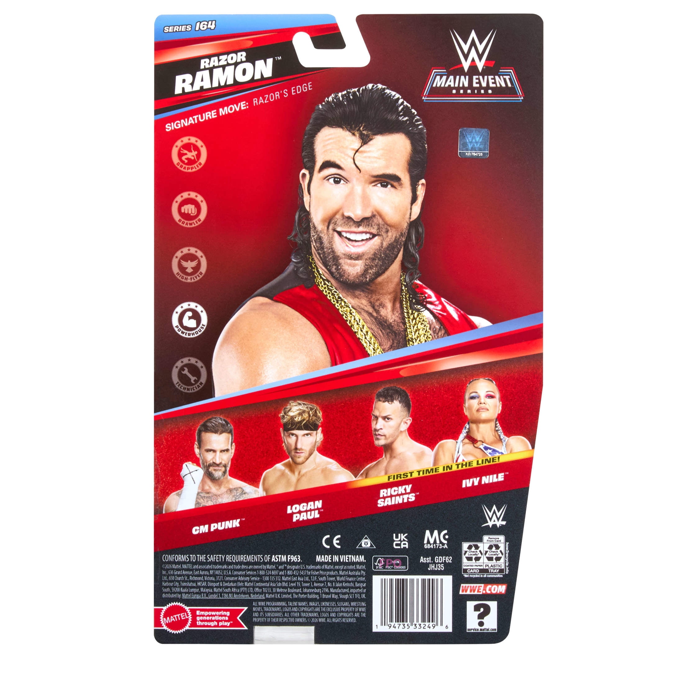 WWE Razor Ramon Action Figures, 6-inch Collectible Superstars with Articulation (Styles May Vary)