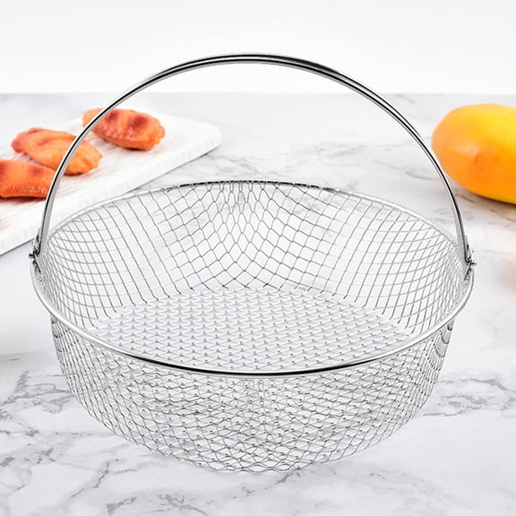 TEHAUX Metal Air Fryer Basket with Handle Lightweight Mesh for Kitchen Use