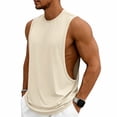thumbnail image 3 of Mens Tank Tops Workout Muscle Gym Athletic Sleeveless T-Shirts Casual Vintage Cut Off Summer Beach Tops,Beige 3XL, 3 of 10