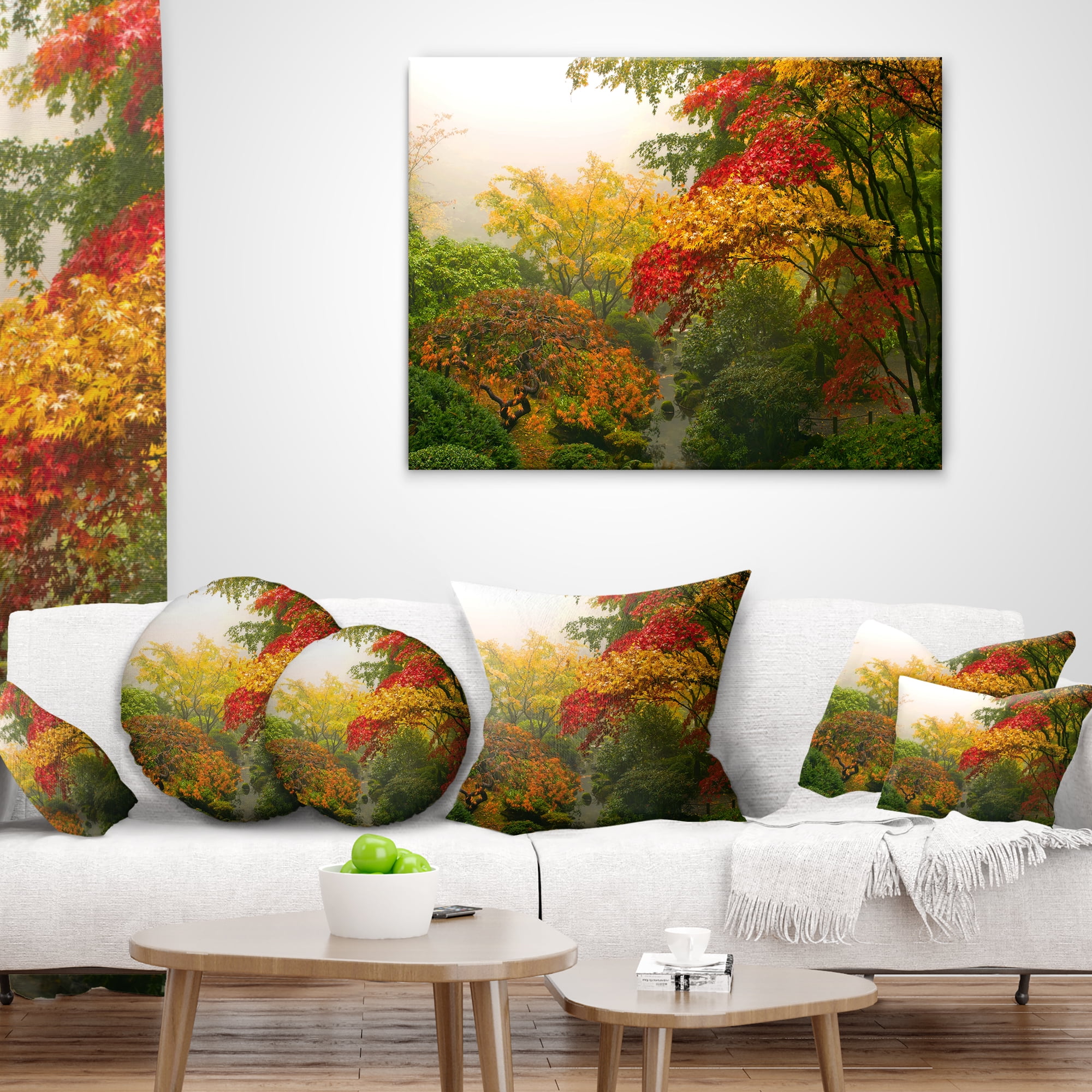 Designart Colorful Maple Trees - Floral Throw Pillow - 12x20