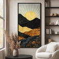 thumbnail image 2 of Large Framed Canvas Art Sunrise Abstract Landscape Print for Mid-Century Modern Living Room Bedroom Wall Decor - 60"x30" Black Framed, 2 of 6