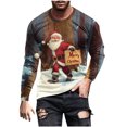 thumbnail image 2 of Blusas y camisas de manga larga con cuello redondo para hombre, blusa informal de manga larga con cuello redondo y estampado, blusa de poliéster para hombre, 2 of 5